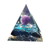 Besorgone Pyramide d'orgonite faite à la main pour énergie positive, Boule de cristal d'améthyste pierres de guérison, attire la richesse, la chance