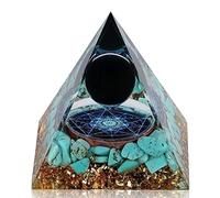 Besorgone Pyramide d'orgonite faite à la main pour énergie positive, Obsidienne avec turquoise pierres de guérison, attire la richesse, la chance
