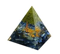 Besorgone Pyramide d'orgonite faite à la main pour énergie positive, Péridot avec quartz kyanite pierres de guérison, attire la richesse, la chance