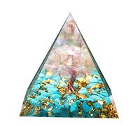 Besorgone Pyramide d'orgonite pour énergie positive, arbre de vie, chakra orgonite, citrine avec cristaux turquoises, attire la richesse, la sagesse, la méditation