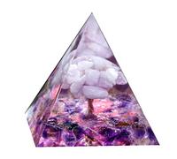 Besorgone Pyramide d'orgonite pour énergie positive, arbre de vie, chakra orgonite, kunzite avec pierres de guérison en cristal d'améthyste, attirer la richesse, la sagesse, la méditation