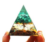 Besorgone Pyramide d'orgonite pour énergie positive, arbre de vie, chakra orgonite, malachite avec œil de tigre, pierres de guérison attirent la richesse, la sagesse, la méditation