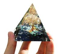 Besorgone Pyramide d'orgonite pour énergie positive, arbre de vie, chakra orgonite, quartz blanc avec pierres de guérison en cristal d'obsidienne, attirer la richesse, la sagesse, la méditation