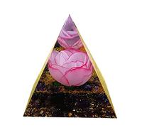 Besorgone Pyramides d'orgonite pour énergie positive - Améthyste avec fleur artificielle rose - Pierres de guérison faites à la main - Collection Chakra Reiki Orgonite Pryamids