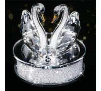 Besot Exquise Figurine de Cygne en Cristal Faite à la Main, en Verre, décoration pour Voiture, Paire de cygnes avec Base, décoration pour la Maison, Cadeau de Noël (Blanc)