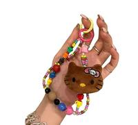 Besot Ins Sweet Cool Chaîne de téléphone portable en peluche avec pendentif en forme de chat avec cordon vintage pour sac à dos et porte-clés (coloré)