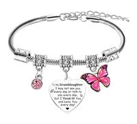 BESPMOSP Bracelet à breloques pour petite-fille, cadeau d'anniversaire, de remise de diplôme, de la part de grand-mère, grand-père, petite-fille, bracelet à breloques papillon pour petite-fille