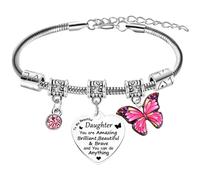 BESPMOSP Bracelet inspirant « To My Daughter » pour fille, cadeau de la part de maman, papa, bracelet à breloques papillon pour filles, cadeau d'encouragement, cadeau d'anniversaire, cadeau de remise