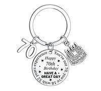 BESPMOSP Porte-clés d'anniversaire pour femme et homme 13, 16, 18, 30, 40, 50, 60, 70 ans, cadeaux pour fille, fils, papa, maman, grand-mère, meilleurs amis, 70., taille unique