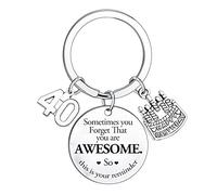 BESPMOSP Porte-clés d'anniversaire « Sometimes You Forget You're Awesome » pour homme et femme,Porte-clés d'anniversaire inspirant pour fille, fils, maman, papa, sœur, argenté, taille unique