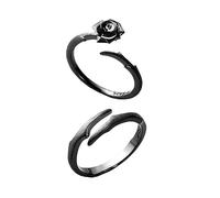BESPORTBLE 1 Bague Rose Anneau D'épine Noir Anneaux Sterling Rose Anneaux De Fleurs Gravés Correspondance Pour Les Couples Bagues D'amoureux Bagues De Chics 2 Pièces