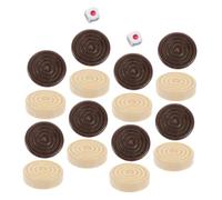 BESPORTBLE 1 Ensemble Bois pour Jeu de Dames et Échecs Accessoires Élégants pour Jeux de Société Famille et Activités Classe Incluant Claires Foncées et Dés