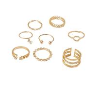 BESPORTBLE 1 Ensemble De 8 Pièces Kit d'anneau de diamant bague bijoux femme bague cloutée en strass anneau de doigt ouvert bague dame Golden