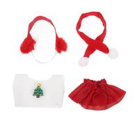 BESPORTBLE 1 Ensemble de vêtements de poupée de Noël, Compatible avec Labubu 1 2 3, Comprenant Une Robe de Père Noël, Une Jupe Rouge, Un Foulard et des Cache-Oreilles pour Les Jeux de rôle et de