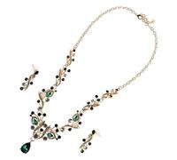 BESPORTBLE 1 Ensemble ensemble de colliers en strass boucle d'oreille d'oreille Mariage rétro de mariée ornement boucles d'oreilles exquises Cou bijoux Baisse Green