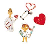 BESPORTBLE 1 Ensemble Épingle En Forme De Cœur Épingles à Broche Stéthoscope Épingle En Émail Broche Pour Médecin Bijoux à La Mode Épingles En Émail Stéthoscope Materbe Broche De Vêtements
