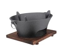 BESPORTBLE 1 Ensemble Gril Bouilloire De Camping Poêle à Frire Poêle à Charbon Pour Cuisiner Réchaud De Camping à Gaz Portable Charbon De Bois Barbecue Poêle à Charbon De Fer Black Fonte