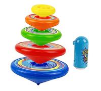 BESPORTBLE 1 Ensemble Jouets Toupies Colorées à Rotation pour Garçon Fille Toupies Empilables avec Lanceur et Éducatif pour Garçons et Filles de Coordination Main Oeil pour