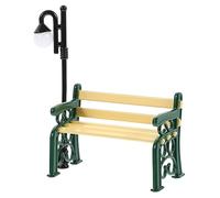 BESPORTBLE 1 Ensemble Miniature de Banc et Lampadaire de Jardin Accessoires de Décoration pour Mini Maison et Jardin Banc Vert Lampadaire Courbé