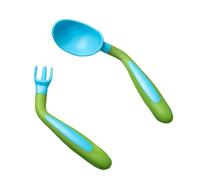 BESPORTBLE 1 ensemble Ustensiles pour Garçon Fille Cuillère et Fourchette et Tpe Vaisselle Apprentissage pour Garçon Fille Bleu Vert