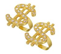 BESPORTBLE 1 Jeu Accessoires À Anneaux De Diamant Accessoire D'argent Bijoux Bague De Style Punk Bague Ouverte Style Punk Anneaux Punks Accessoires D'argent Alliage De Zinc Doré 2 Pièces