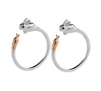 BESPORTBLE 1 Jeu Anneau De Lapin Anneau De Doigt De Lapin Bague Animale Anneau De Dessin Animé Accessoire De Doigt Décoration De Doigt De Mode Bijoux De Doigt Romantique Alliage 2 Pièces