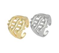 BESPORTBLE 1 jeu Bague Signe Pour Homme Bagues En Pour Homme Bague Symbole En Or Bagues Hip Pour Bague Ouverte Bijoux Pour Bijoux Pour 2 pièces