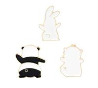 BESPORTBLE 1 Jeu Broche En Forme D'animal Décor De Panda Broche Design Animalier Broche Lapin Mignon Badges Broche En Émail Animal Femme Fille Animal Broche Alliage 3 Pièces