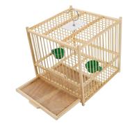 BESPORTBLE 1 Jeu Cage à Oiseaux en Bambou Immense Cage à Oiseaux à Hamsters Hérisson Mangeoires pour Clôture Plat De Nourriture pour Perroquet à Perruches s Nid Beige
