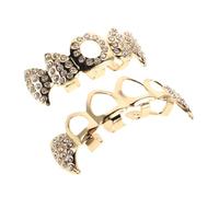 BESPORTBLE 1 Lot De Dents De Gril : Dents De Vampire Style Hip-hop En Or, Dents De Gril Décoratives En Métal Creux Avec Strass, Bijoux Pour Halloween Et Cosplay