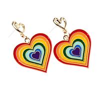 BESPORTBLE 1 Paire Boucles d'oreilles coeur arc-en-ciel goujons Fille déclaration Élégant étalon boucles d'oreilles en forme de coeur boucles d'oreilles pendantes coeur bijoux femme alliage