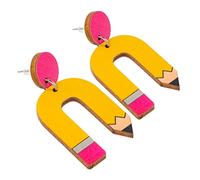BESPORTBLE 1 Paire Boucles D'oreilles De L'enseignant Pendant Boucles D'oreilles Crayon Pour Femme Boucles D'oreilles Enveloppées Accessoires D'oreille En Bois En Métal