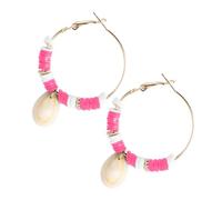 BESPORTBLE 1 Paire Boucles d'oreilles en coquille d'oreille ronde boucles d'oreilles de forme ronde gouttes auriculaires faites à la main pendentif d'oreille créatif pâte polymère rose