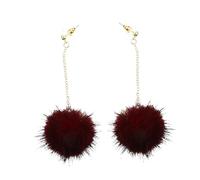 BESPORTBLE 1 Paire Boucles D'oreilles Pour Chat Duveteux Pompons Roses Élégant Fille Clou D'oreille Femme Peluche Gland Flou Boucles D'oreilles Pendantes Boule Faux Boules De Poils