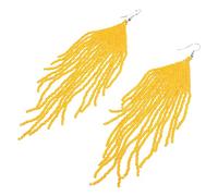 BESPORTBLE 1 Paire De Boucles D'Oreilles De Style Perles Pompons Perles Pendantes Faites À La Main Orange