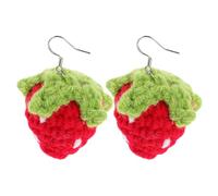 BESPORTBLE 1 paire de boucles d'oreilles pendantes en forme de fraise : jolies boucles d'oreilles pendantes en forme de fruit tricoté - clous 3D en de nourriture - bijoux en fil pour femmes et