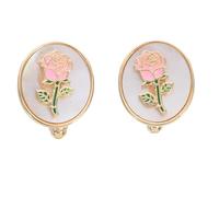 BESPORTBLE 1 paire de boutons de manchette roses floraux : boutons de manchette ronds dorés vintage - Ensemble de pour chemises pour hommes - unisexes pour