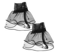 BESPORTBLE 1 Paire Poignets Bordés De Dentelle Bracelet En Dentelle Manchette En Dentelle Manche En Dentelle Poignets Plissés Fausses Manches Manchettes Mousseline De Soie Black