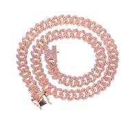 BESPORTBLE 1 Pièce Collier chaîne cubaine étiqueter chaîne d'or collier homme pendentif déclaration accessoires clavicule bijoux de cou léger chaîne attrayante accessoires hip-hop strass rose