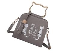 BESPORTBLE 1 Pièce Pochette Femme Cat Pattern PU Sac Bandoulière Gris Chic et Pratique pour Shopping Plage et Sorties