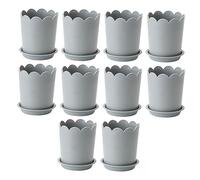 BESPORTBLE 10 Ensembles Lot de Pots de Fleurs Plastique Gris pour Jardin Pots de Semis Robustes avec Bords Festonnés Adaptés Plantation de Rosiers et Cultures
