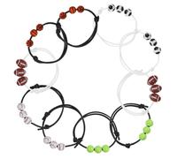 BESPORTBLE 10 pièces Bracelets de Sport Réglables Perles de Baseball Tennis Basket Football Rugby pour Amateurs de Sport Accessoire Élégant et