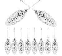 BESPORTBLE 10 Pièces Décorations de Sapin de Noël Pommes de Pin Décoration Suspendue en Plastique Argenté Lot de Pendentifs de Noël et Boutiques