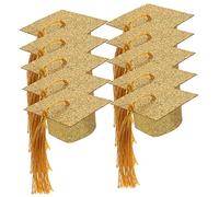 BESPORTBLE 10 Pièces Lot de Mini Couvre Gobelets Chapeau de Diplômé Doré Décorations de Fête de Remise des Diplômes Accessoires de Décoration pour Verres à Pied Ambiance Joyeuse et Festive
