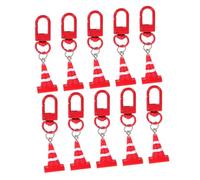 BESPORTBLE 10 pièces Lot de Porte Clés Pendentifs Cône de Signalisation Rouge Décoratif pour Sac et Bricolage Design Simple et Vintage Accessoire Suspendu Polyvalent pour Clés et Sacs