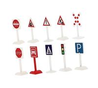 BESPORTBLE 10 pièces Miniature Traffic Signs Set for Early Transportation Education Toy Models for Cognitive Development and Toy Scenes