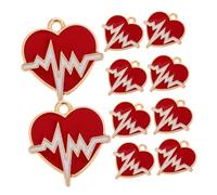 BESPORTBLE 10 Pièces Pendentif Battement De Coeur Rouge Porte-clés Médecin Infirmière Charme De Bijoux De Bricolage Charme Pendentif Coeur D'amour Artisanat Entendre Alliage De Zinc Rouge