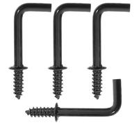 BESPORTBLE 100 Pièces Crochets à Vis en Fer en L, Angle Réglable, Noirs | Fixation Auto-perceuse, Tête Courbée Anti-glisse, pour Décorations et Chapeaux, Maison ou Atelier
