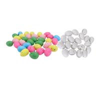 BESPORTBLE 100 Œufs de Simulation d'oiseaux de Pâques en Plastique Solide, Lot Créatif 50 Blancs 50 Colorés, Décorations Réalistes pour Bricolage Festif et Activités Manuelles