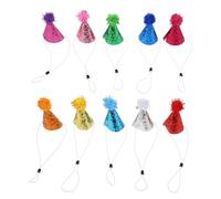 BESPORTBLE 10pièces Lot de Chapeaux Anniversaire pour Chat Chapeau De Fête pour Chien avec Bandeau Réglable Pompons Pailletés pour Animaux De Compagnie Décorations De Fête